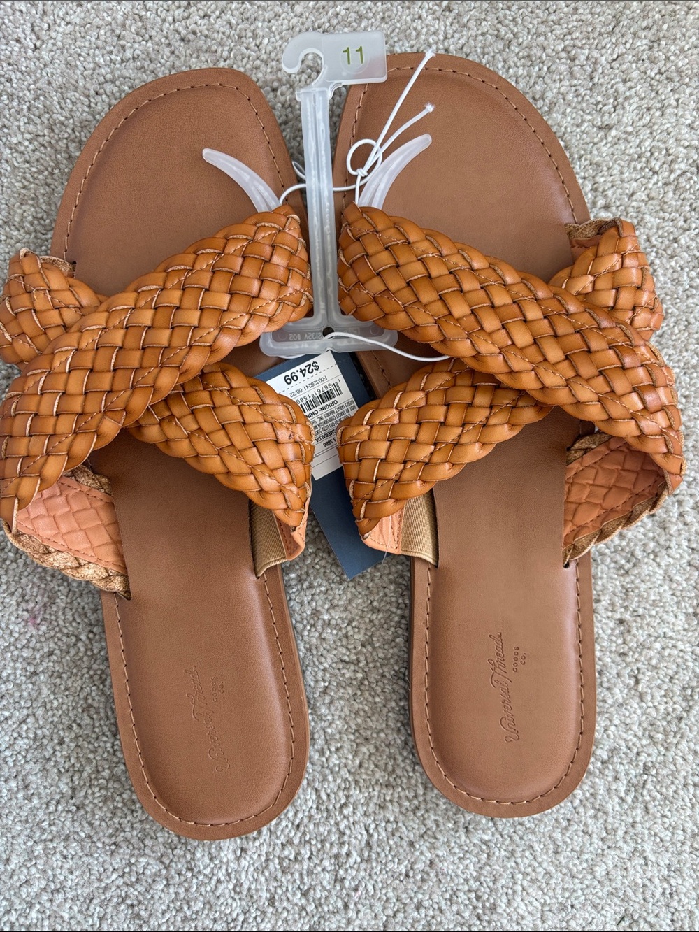 Universal Thread Braided Slide Sandals in Cognac